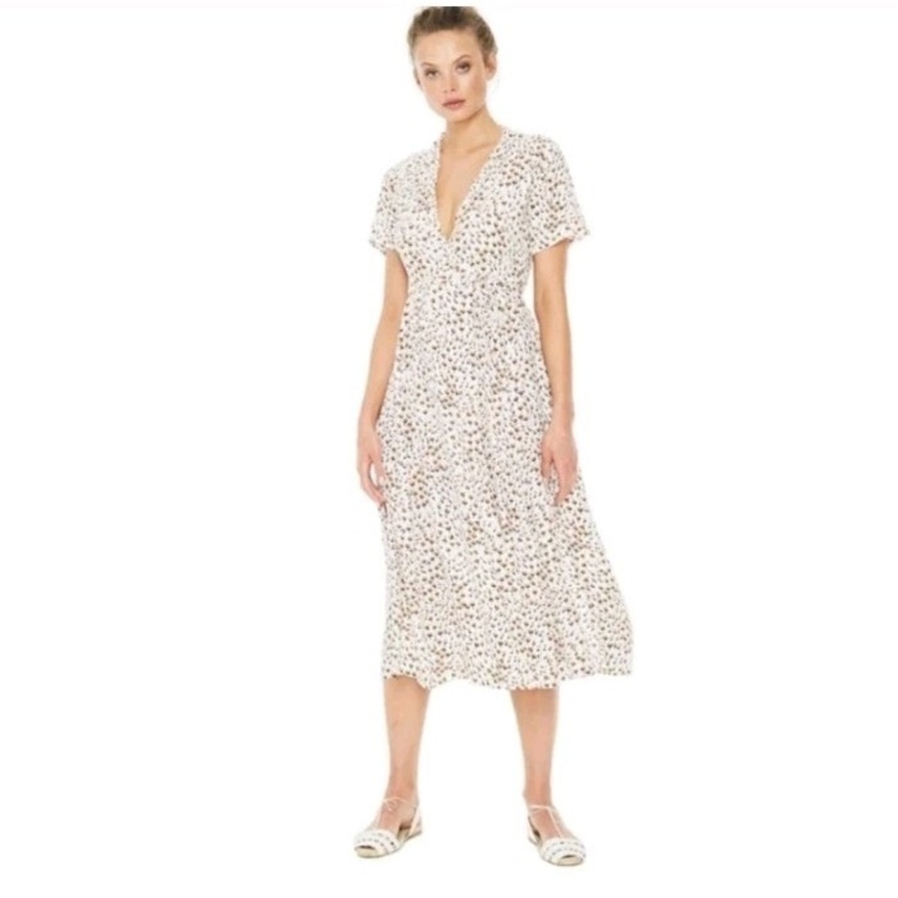 Faithfull the Brand Mara Wrap Dress Floral Short Sleeve